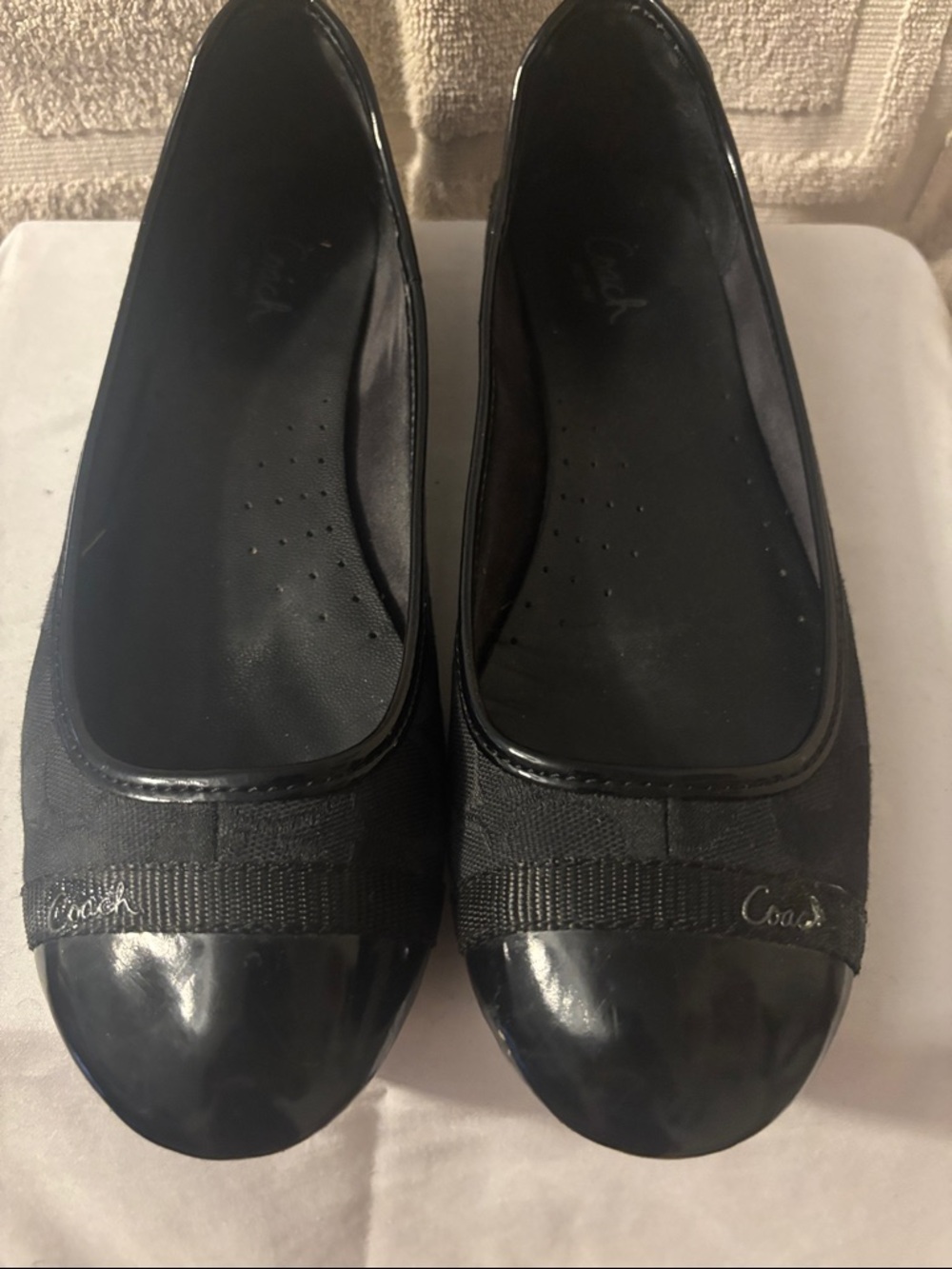 Coach Black Patent Toe Ballet Flats